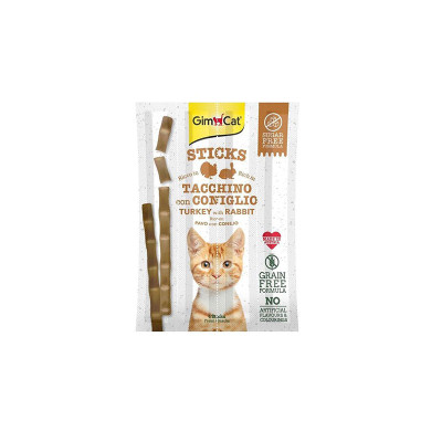 GimCat Sticks Hindili ve Tavşan Etli Taurinli Tahılsız Kedi Ödül Çubuğu 20gr