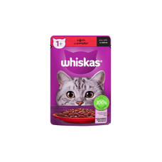 Whiskas Pouch Sos İçinde Sığır Etli Yetişkin Kedi Konservesi 85gr