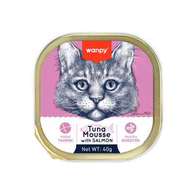 Wanpy Kedi 40g Ton Balıklı & Somonlu Alutray Yaş Mama