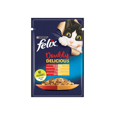 Felix Çifte Lezzet Sığır Eti Ve Kümes Hayvanı Yetişkin Kedi Konservesi Pouch 85gr