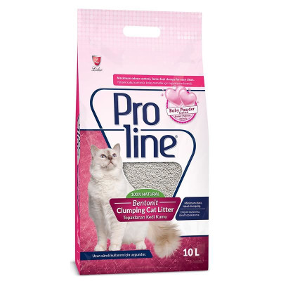 Proline Doğal Topaklanan Baby Powder Kokulu Kedi Kumu 10 Lt